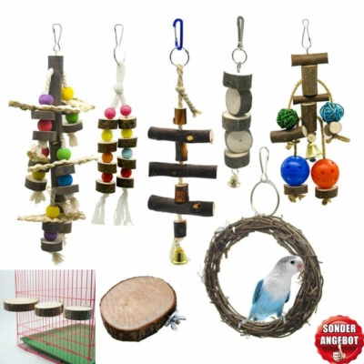 7x Vogel/Papageien Haustier Spielzeug Set für Papageien Wellensittiche Spielzeug - Bild 1 von 4