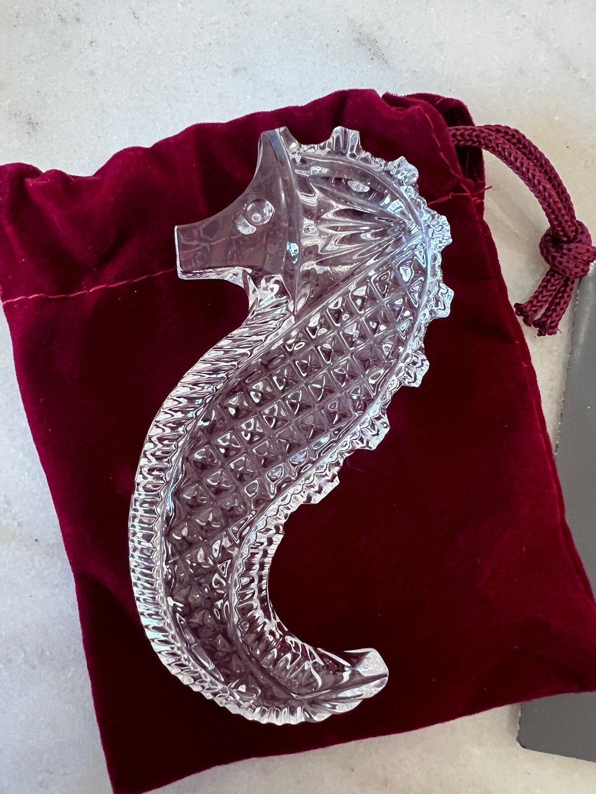 Waterford Crystal Seahorse Hand Cooler Paperweight Figurine 3.5 "