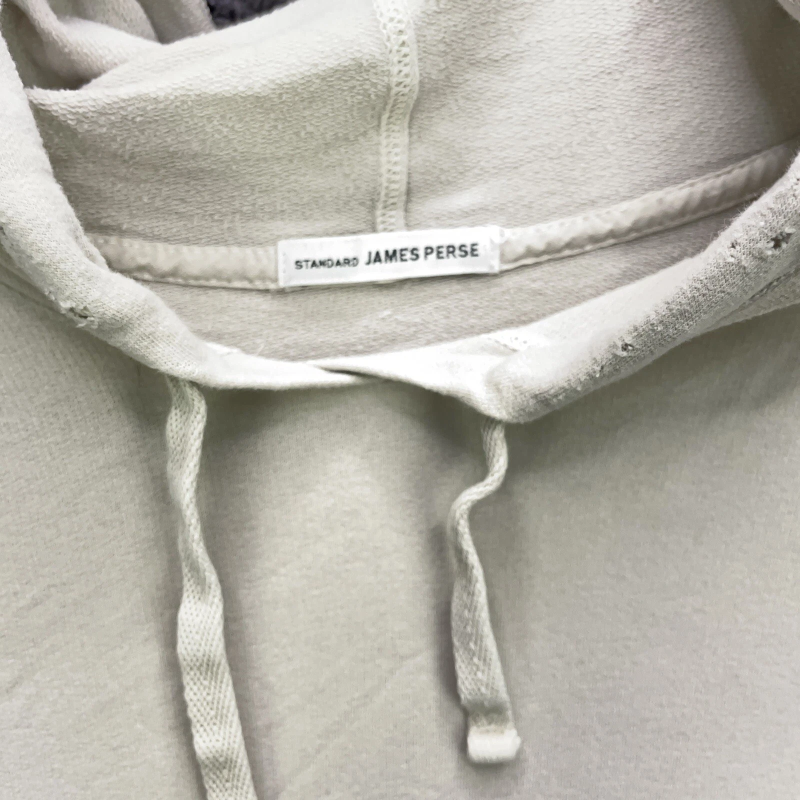 OFF WHITE Felpa con cappuccio oversize oversize James Perse taglia 2 crema avorio media tagliata pullover