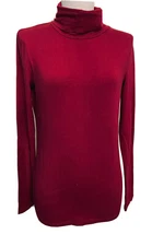 Talbots Turtleneck Top Red Burgundy The Talbots Tee  Long Sleeve Cotton Blend XS