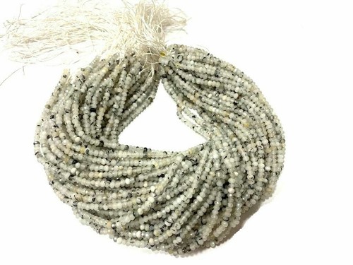 5 Strand Dot Rutilated Chalcedony Rondelle Faceted 4-4.5mm Loose Beads 12"inch - Picture 3 of 6
