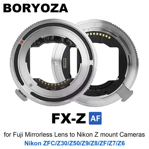 Adattatore obiettivo AF messa a fuoco automatica BORYOZA FX-Z per obiettivo Fuji X a fotocamere Nikon attacco Z - Foto 5 di 11
