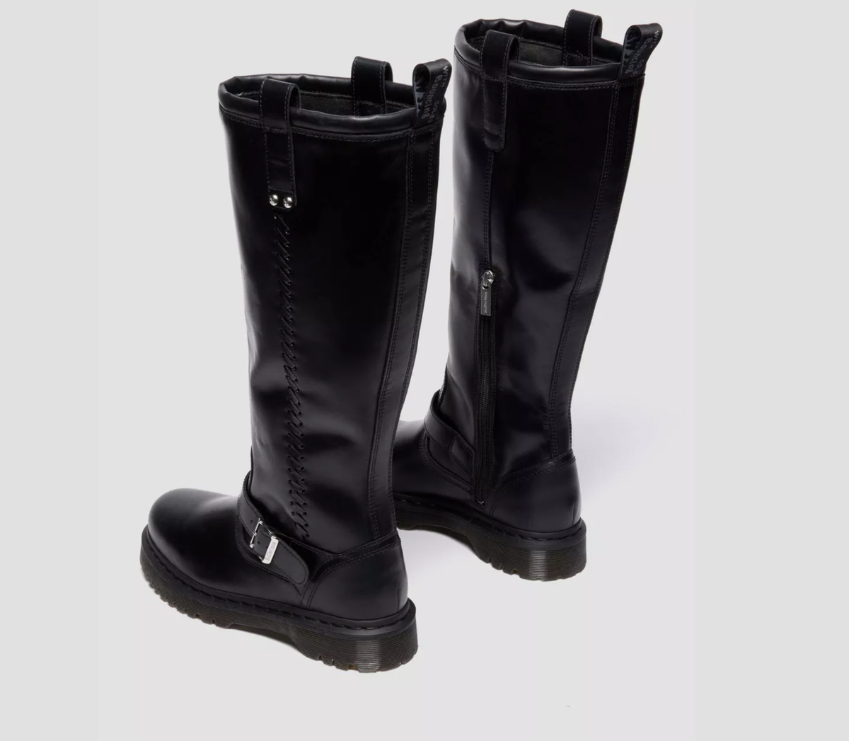 DR. MARTENS ANISTONE KNEE HIGH Orleans Leather Biker Boot MSRP$290