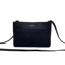 Prada Saffiano Leather Mini Shoulder Bag Women Black One Size