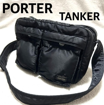 #ad PORTER Yoshida TANKER Shoulder Bag S 2Layer Black Made in Japan Authentic $165.00