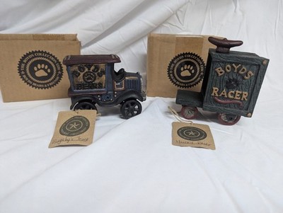 Boyds Bears Cast Iron Vehicles - Bugsby's Truck & Huck's Racer - w/ Boxes