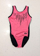 GREAT GK Elite Adult Small Gymnastics Dance Leotard CORAL Orange Pink MESH back