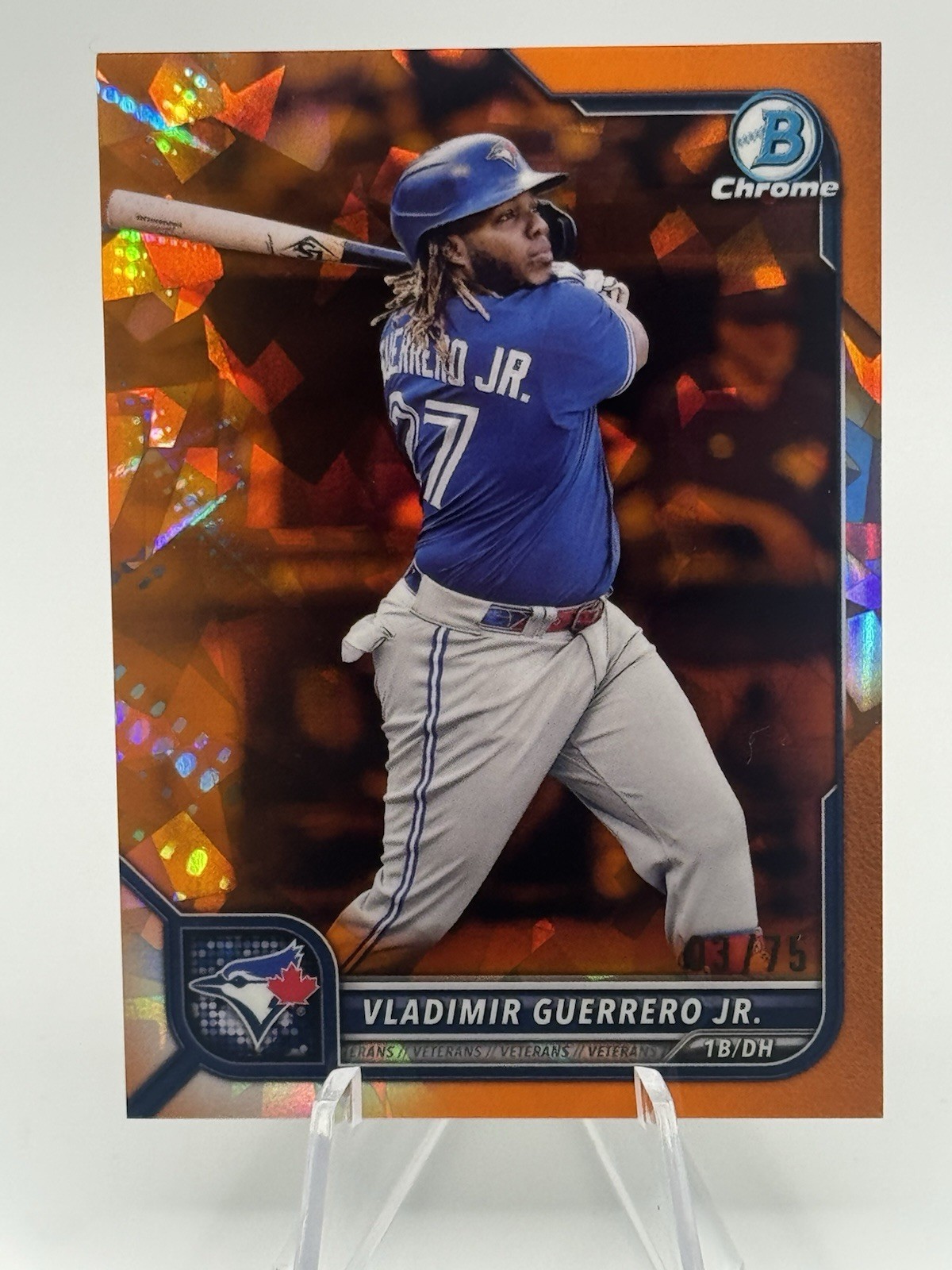 2022 BOWMAN CHROME SAPPHIRE VLADIMIR GUERRERO JR #55 ORANGE 3/75