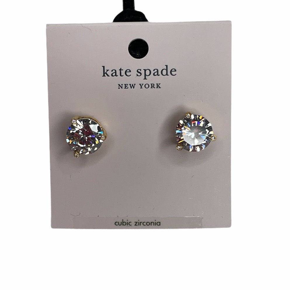 Kate Spade Round Rise and Shine Gold Tone with Clear Studs Earrings