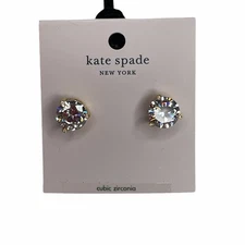 Kate Spade Round Rise and Shine Gold Tone with Clear Studs Earrings