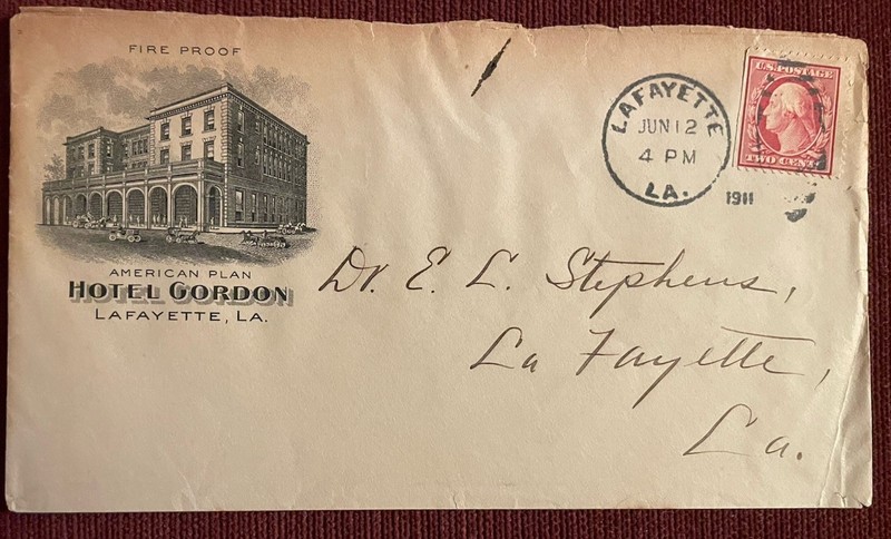 1911 Advertising Cover - Lafayette, Louisiana - Gordon Hotel