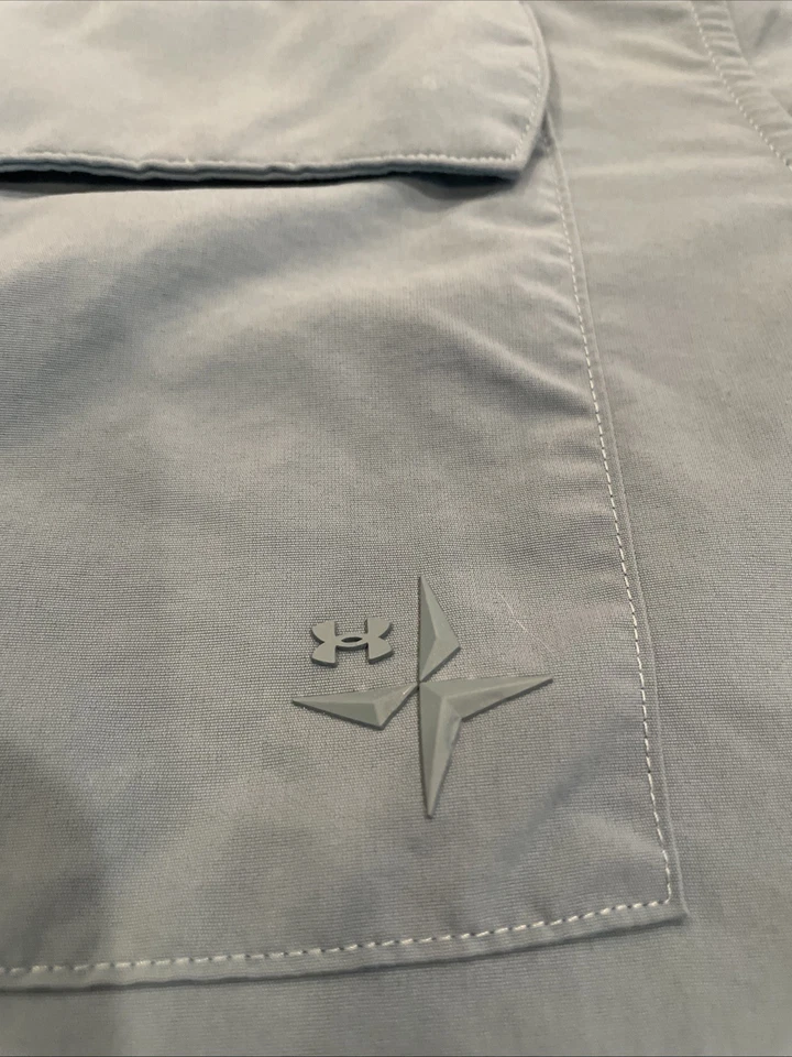 NWT Under Armour 100% Nylon Vented Aqua Blue Fishing Shirt Men’s Size L!! - Image 2 of 4