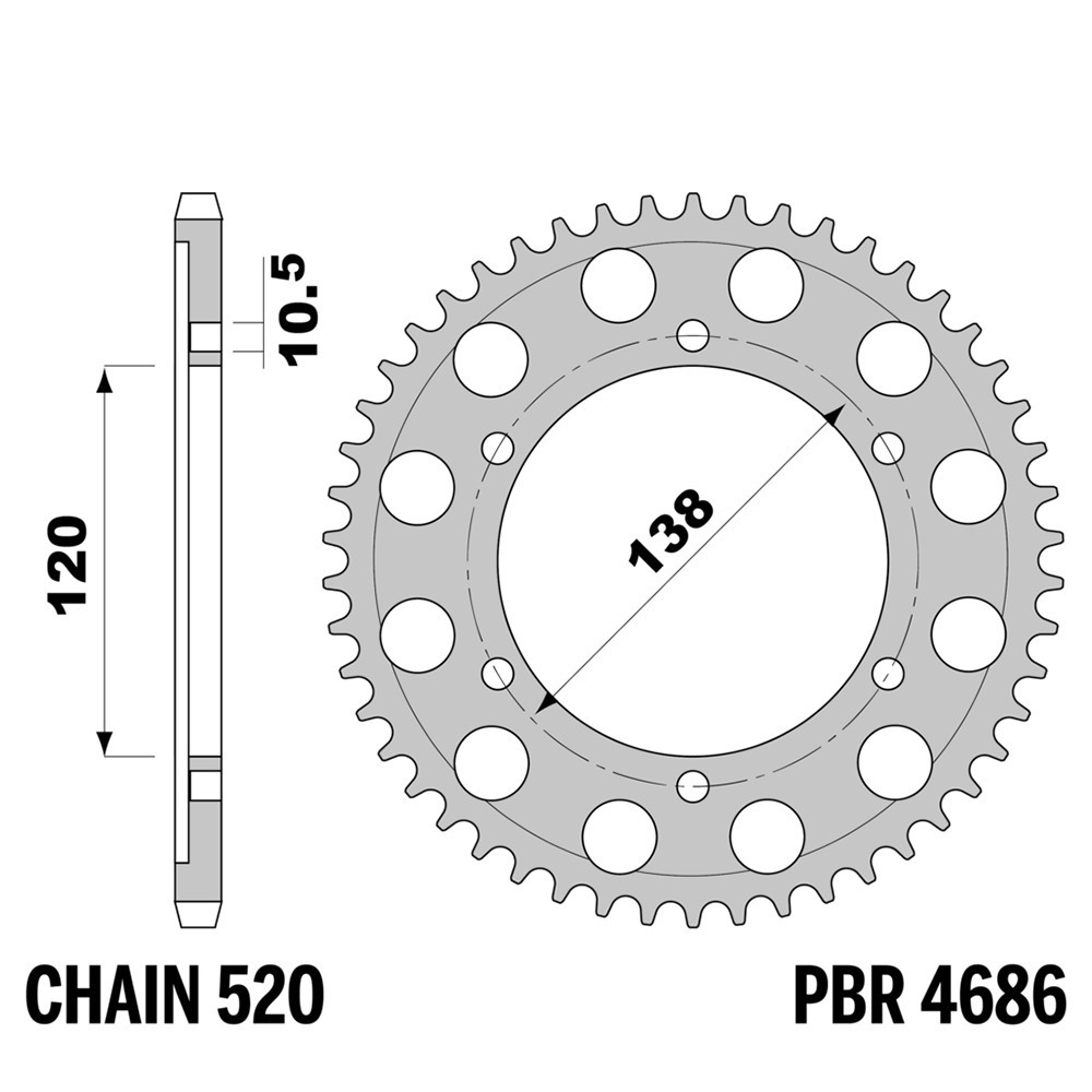 Pignon arrière PBR en acier C haute résistance pas 520 36 dents pour Honda CBR300R