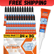 Super Glue Gel Clear Non-Drip, 24 X 3G All Purpose Strong Adhesive Ca Glue Quick