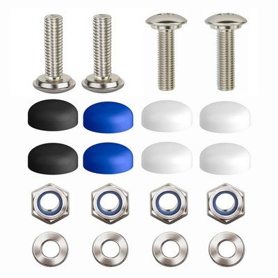 Kennzeichen Schrauben M5 x 16mm Edelstahl - selbstsichernd -  mit Kappen 4er Set