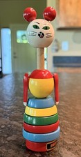 Vtg 1960's BRIO Sweden "Lill-Katt" Wood Stacking Toy No Box Retro Wood Decor