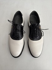 Footjoy Classics Spikless Golf Shoes 55228- White  Black Leather- 9 B