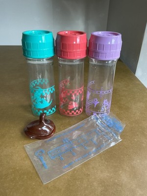 3 Vintage Evenflo Drop In 8oz Nursing Bottles + 1  Nuk Nipple and 1 Liner