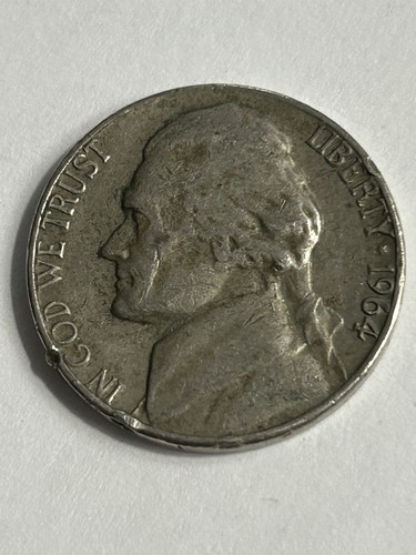 1964-D Jefferson Nickelfehler auf "D" Münzzeichen & Buchstaben auf Rückseite am Rand (B8)