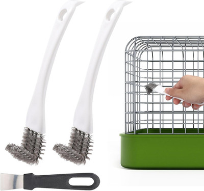 3Pcs Bird Cage Cleaner Set, Bird Cage Long Handle Shovel Cleaner with Scraper Dr