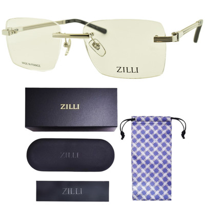 NEW!! ZILLI ZI 60106 C02 57-18-145 Silver Rectangle Rimless Mens Optical Frame