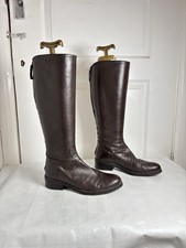 Stivali da equitazione C.Doux Time in pelle marrone al ginocchio taglia 4 biker con zip spagnola sul retro