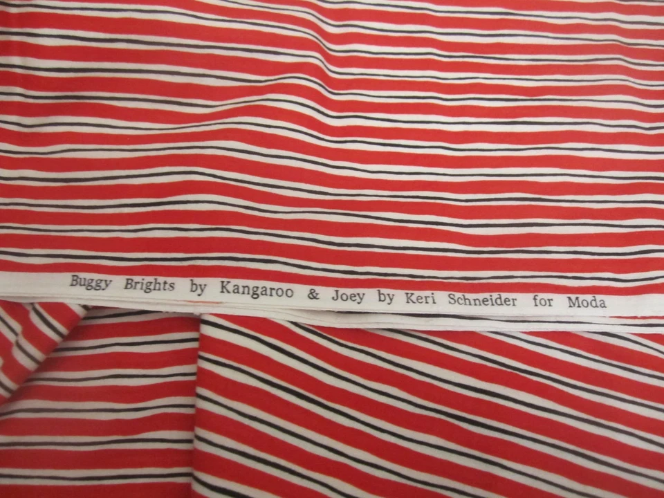 Buggy Brights by Kangaroo & Joey for Moda STripe Red White Black 1yd 21" x 42 - Image 3 of 4