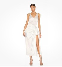 Show Me Your MuMu Hampton Wrap Slip Dress Ivory Luxe Satin Wedding XS