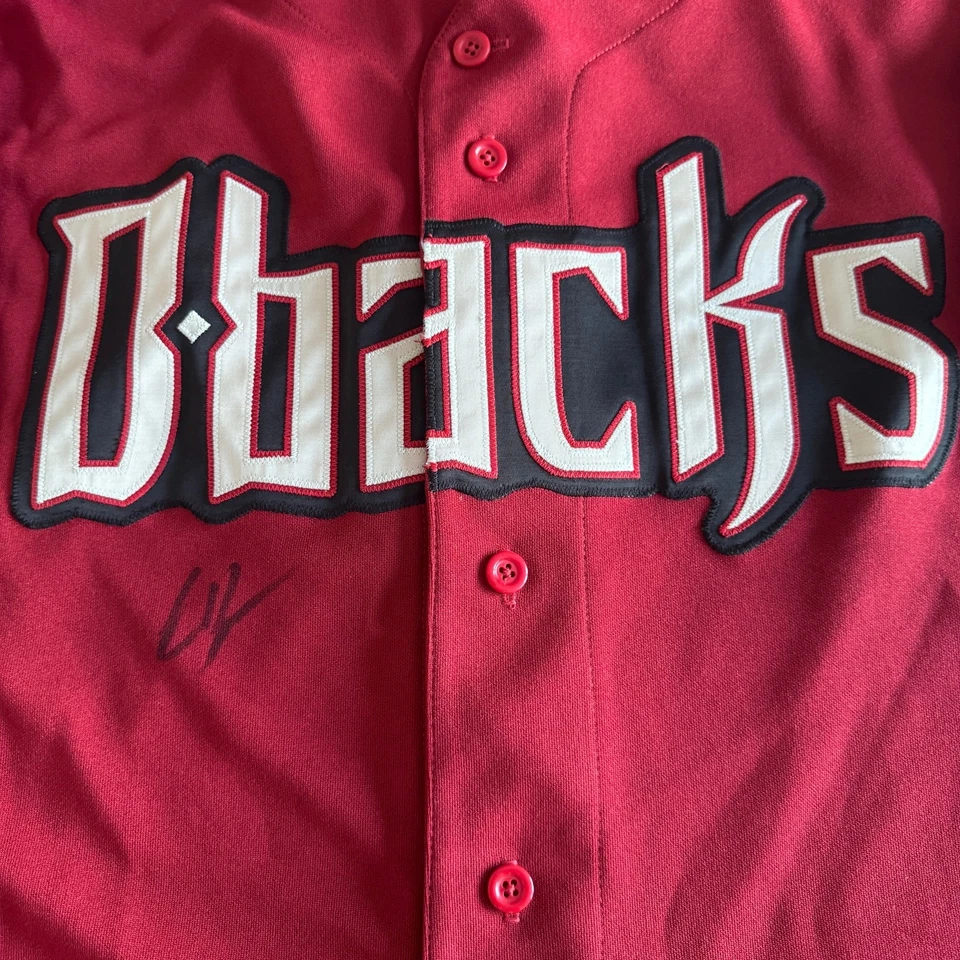 Camiseta deportiva firmada auténtica 2008 Majestic Eric Byrnes Arizona Diamondbacks certificado de autenticidad MLB Foto 2 de 4
