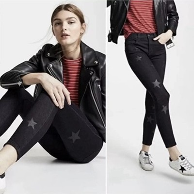 Current Elliot The Stiletto Fade Star Print Skinny Jean Women 28 Black High Rise