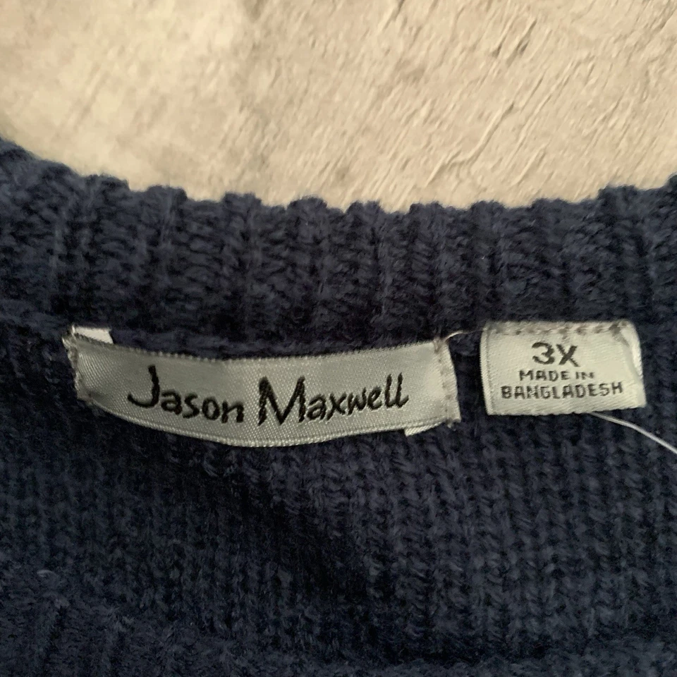 Suéter tejido Jason Maxwell para mujer talla grande 3X azul a rayas detalle de botones NUEVO Foto 2 de 4