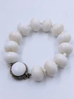 Vtg Milk Glass Bubble Bead Bracelet With Sterling Silver Clasp Fit a 6''