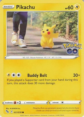 Pikachu (27) Common Pokemon GO 027/078 LP