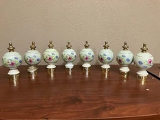 Porcelin Ceramic Brass Vintage Bed Post Finials set of 8