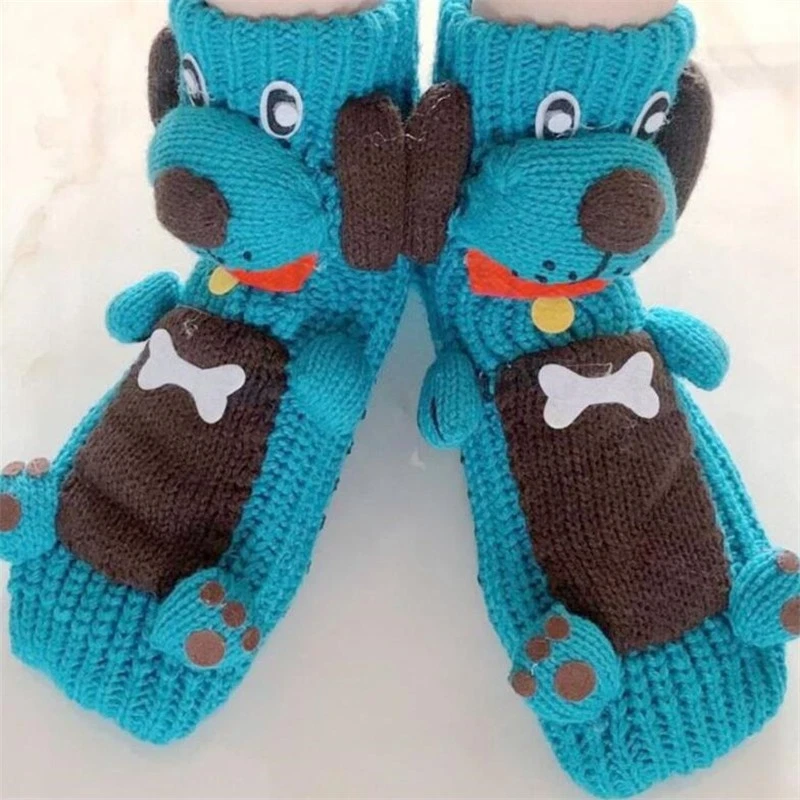 Calcetines tejidos en 3D animal perro gato oso lana cálida hogar Navidad zapatilla Navidad calcetines Foto 4 de 4