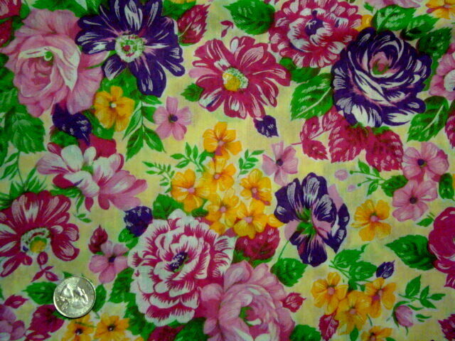 1 Yd Spring Floral Pink Purple 100% Cotton Fashion Fabric Craft Sewing Hobby 