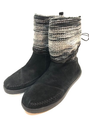 Tom's Nepal Women's Suede Black Suede Winter Boots Faux Fur Lined Size 9