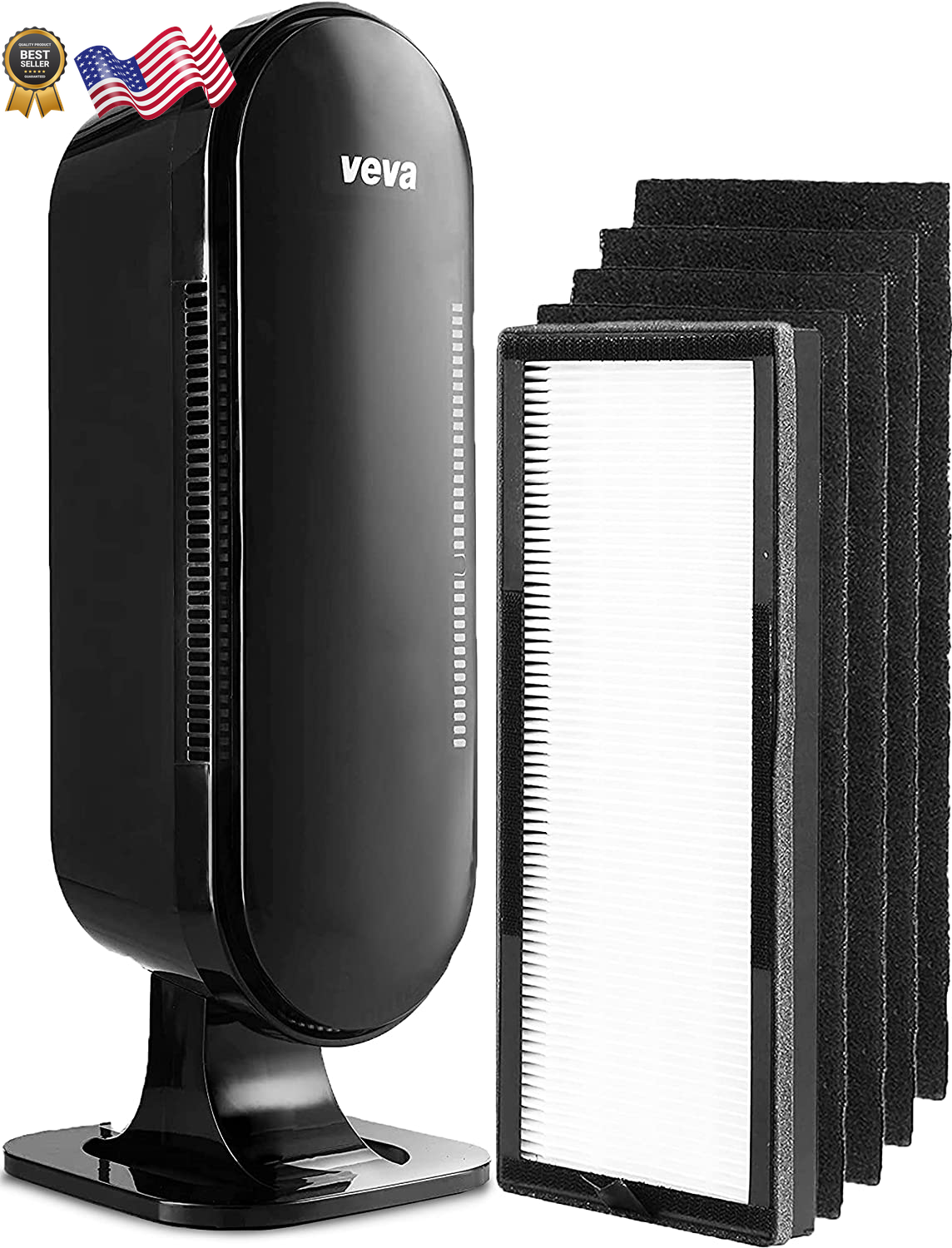 Air Purifier HEPA Filter & 4 Premium Activated Carbon 8000 Black 325 Sq Ft-image