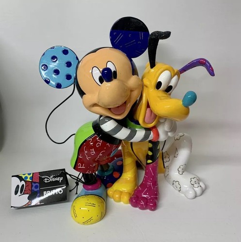 Disney Parks Britto Mickey Mouse & Pluto Figurine Pluto 90th Anniversary 8.1"