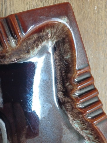 Posacenere California Pottery USA 3507 marrone smalto a goccia vintage retrò MCM - Foto 8 di 12