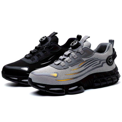 Men Steel Toe Cap Boots Lace-free Work Safety Shoes Rotating Buckle Lightweight