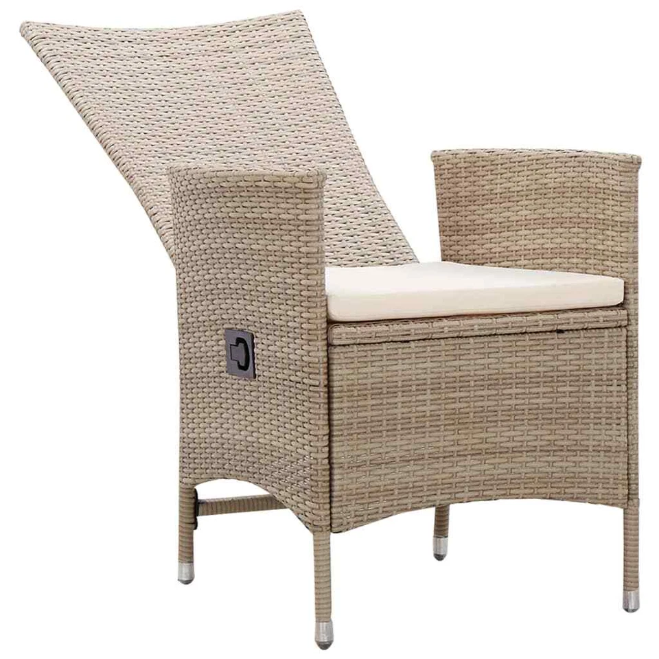 Gartenstühle 2 Stk. mit Auflagen Poly Rattan Beige - Bild 4 von 4