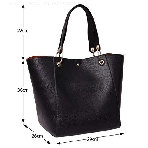 Tote Handbags for Women Large Capacity Work PU Leather Bucket Purse Blue - Picture 4 of 7