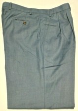 Men's Chaps Ralph Lauren Dress Pants Size 38.5 x 30 Blue Pleated Cuffed Slacks