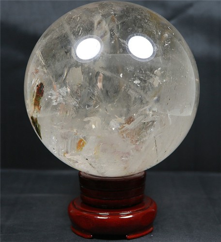 108mm 4.08LB NATURAL WHITE CLEAR QUARTZ CRYSTAL WITH TOURMALINE SPHERE BALL - Picture 6 of 12