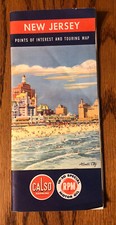 1955 New Jersey Road Map Calso Gasoline Oil&Gas Vintage