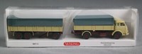 Wiking 041702/0417 02 (H0, 1:87) PritschenhäNgerzug (Henschel) - GrüNbeige Neu!