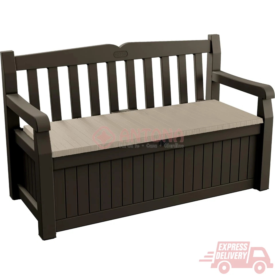 Cassapanca da giardino per esterno Eden Bench Marrone Seduta Beige 265 Lt - Immagine 2 di 4