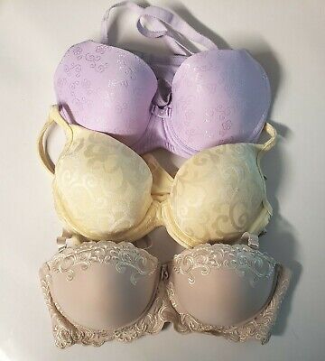 Lot Of 3 Vintage Bras, Embroidered, 5-way conv. straps/ strapless size 36B