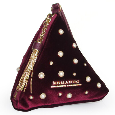 ERMANNO Ermanno Scervino Tasche Clutch Pyramide Samt bordeaux 40% RABATT